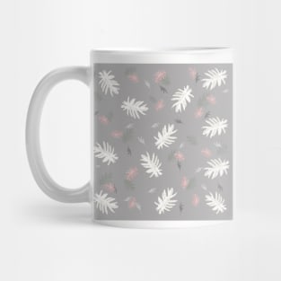 Palms Pattern silver, white, pink, leaves, tropical , fall TeePublic Mug